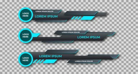 Three geometric lower third banners set design. Modern geometric lower third  Illustrazione stock