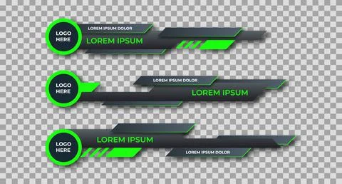 Three geometric lower third banners set design. Modern geometric lower third  Illustrazione stock
