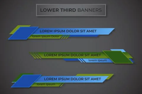 Three geometric lower third banners set design. Modern geometric lower third  Illustrazione stock