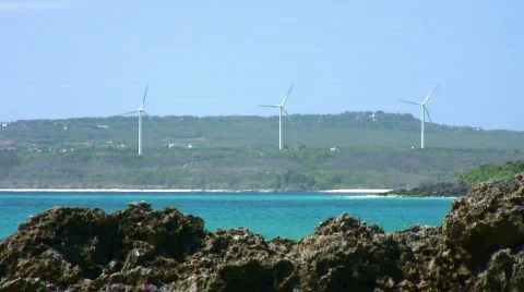 Three giant wind turbines Stock Footage 333558