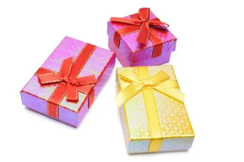 Three gift box studio shot Stock Photos