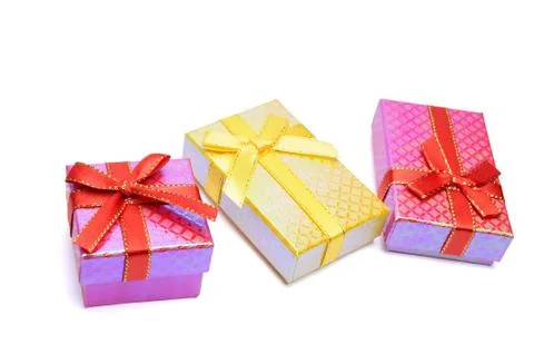 Three gift box studio shot Stock Photos