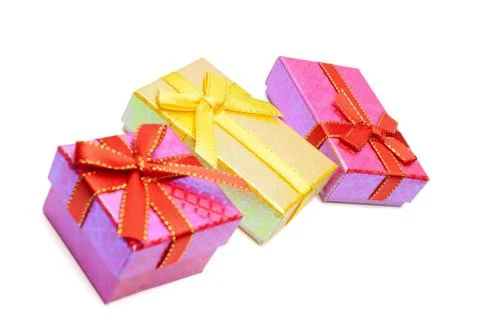 Three gift box studio shot Stock Photos