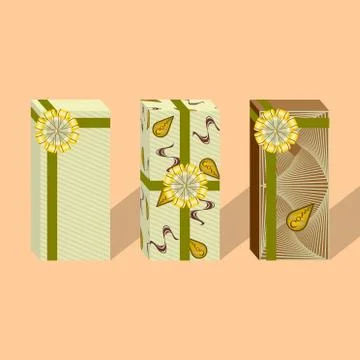 Three gift boxes with a coffee sticker Stock Illustration