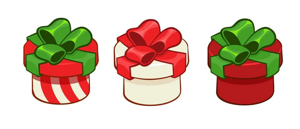 Three gift boxes in tratitional Christmas colors Stock Illustration