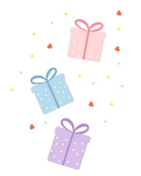 Three gifts fall on a white background, vector chart Stock Illustration