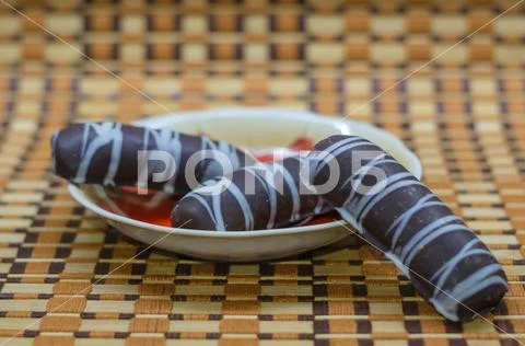 Three gingerbread saucer on a good background. Stock Photos