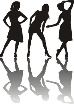 Three girls dancing Stock Illustration