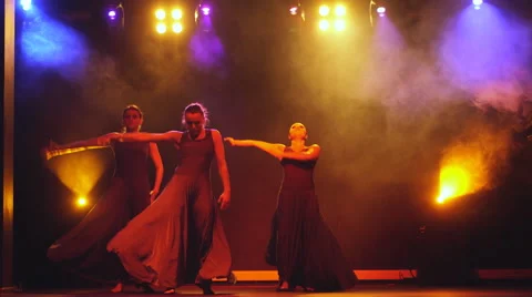 Three girls dancing on stage Stock Footage 66865167