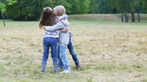 Three girls having fun in the park Stock Footage 55124665