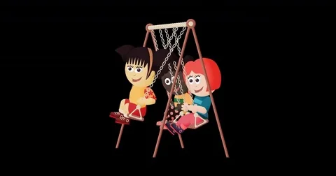 Three girls on a Swing collage Stock Footage 84676151