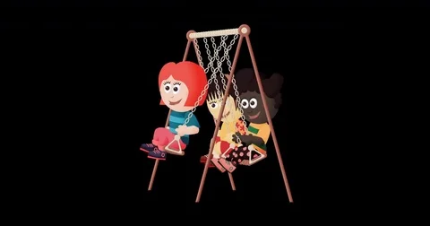 Three girls on a Swing collage Stock Footage 84676815