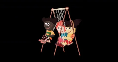 Three girls on a Swing collage Stock Footage 84677162