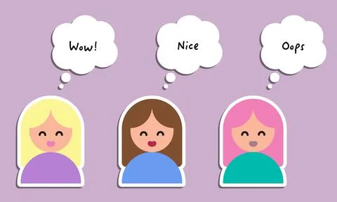 Three girls with think bubbles Stock Illustration