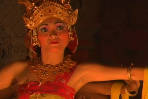 Three girls in traditional Balinese Dance Stock Footage