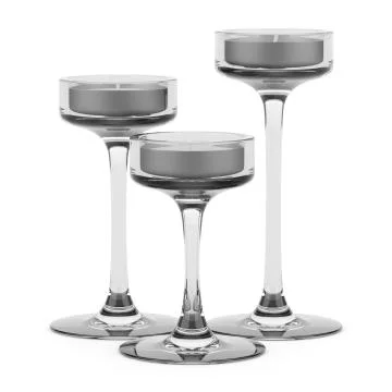 Three glass candlesticks with candles isolated on white background Stock Illustration