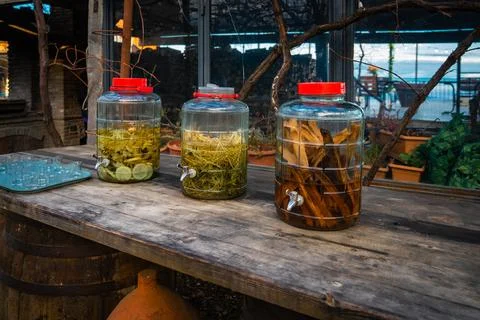 Three glass jars Stock Photos
