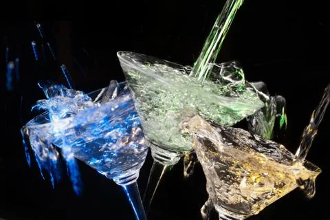 Three Glasses With Beverage Stock Photos