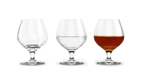 Three glasses of brandy to empty the water and alcohol Stock Illustration