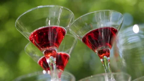 Three glasses of champagne. Close up. Bottom view Stock Footage 101778932