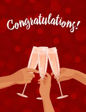 Three glasses of champagne. Congratulations! Stock Illustration
