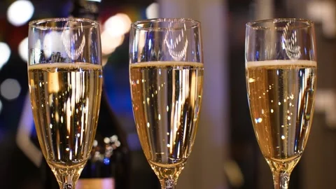 Three glasses champagne Stock Footage 153033601