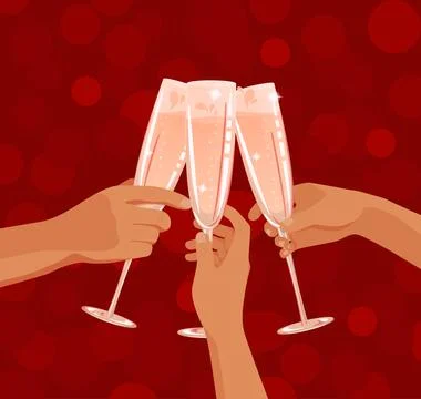 Three glasses of champagne Stock Illustration