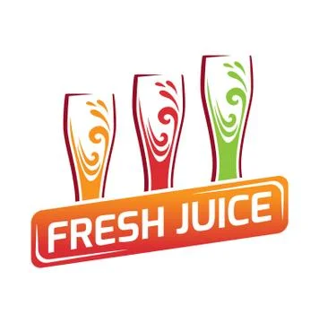 Three glasses with different juice, red, orange, green Illustrazione stock