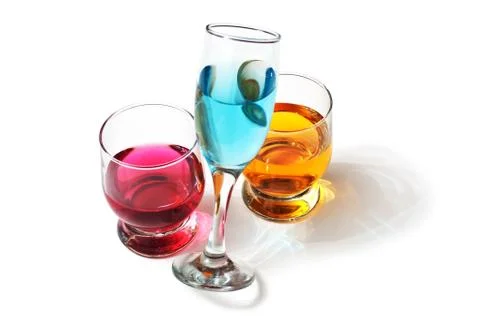 Three glasses with drinks Stock Photos