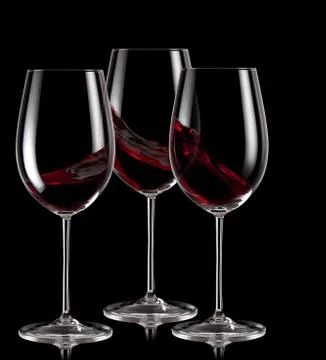 Three glasses of red wine Stock Photos