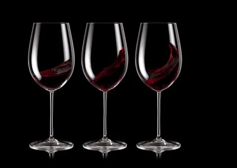 Three glasses of red wine Stock Photos