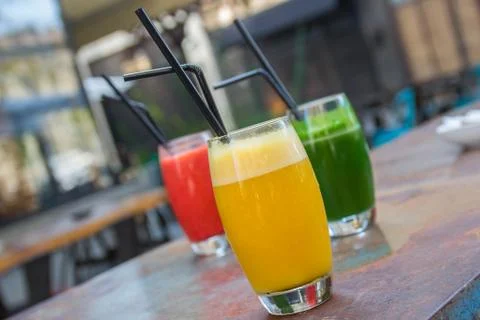 Three glasses of smoothie Фото