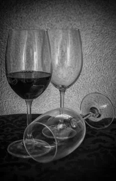 Three Glasses of Wine Stock Photos