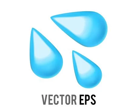 Three glistening gradient glossy blue water droplets Stock-Illustration