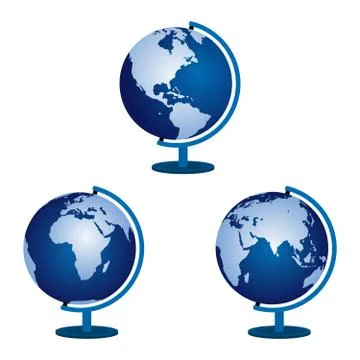 Three globe on a white background Stock Illustration