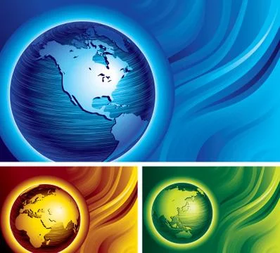 Three globes 스톡 일러스트