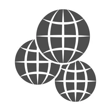 Three globes, multicultural, worldwide solid icon, international concept Stock Illustration
