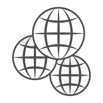 Three globes, multicultural, worldwide thin line icon, international concept Stock Illustration