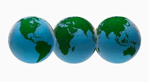 Three globes on a white background; Edmonton, Alberta, Canada Stock Photos