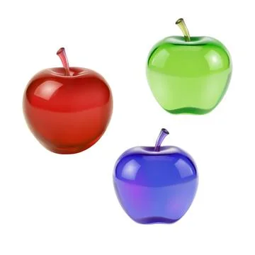 Three glossy apple icons. Shiny fruit illustration health nutrition nature art Stock Illustration