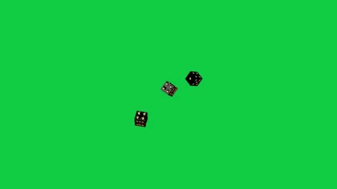 Three glossy dice appearing, tumbling down-left, spreading to show motion on Stock Footage 340269571