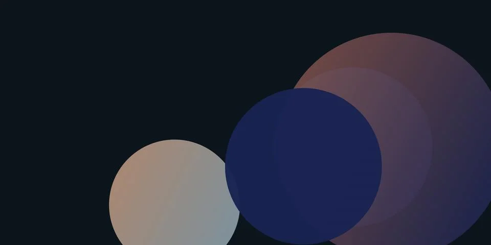 Three glowing circles overlapping on dark background Stock Illustration