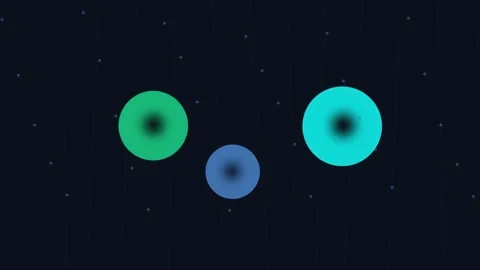 Three glowing circular planets floating in the dark empty expanse of space Stock-Footage 338309447