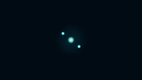 Three glowing cyan orbs floating against a deep black background void Stockbeeldmateriaal 338310614