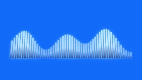 Three glowing digital audio waveform visualizations on solid blue Stock-Footage 343881048