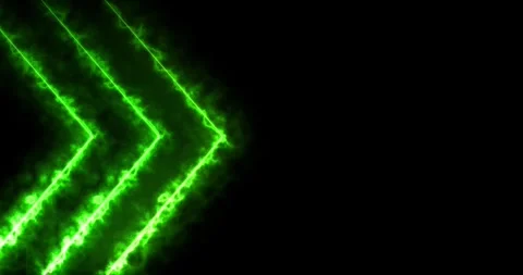 Three Glowing Green Neon Arrows on Black Stock Footage 337087563