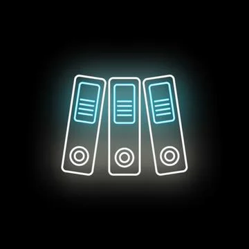 Three glowing office binders illuminating dark background Stock Illustration