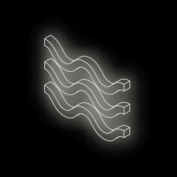 Three glowing white wavy lines creating an abstract pattern on black backgrou Stock Illustration