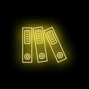 Three glowing yellow office binders organizing documents Stock Illustration