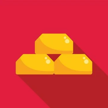 Three gold bars forming a pyramid on red background Stock Illustration